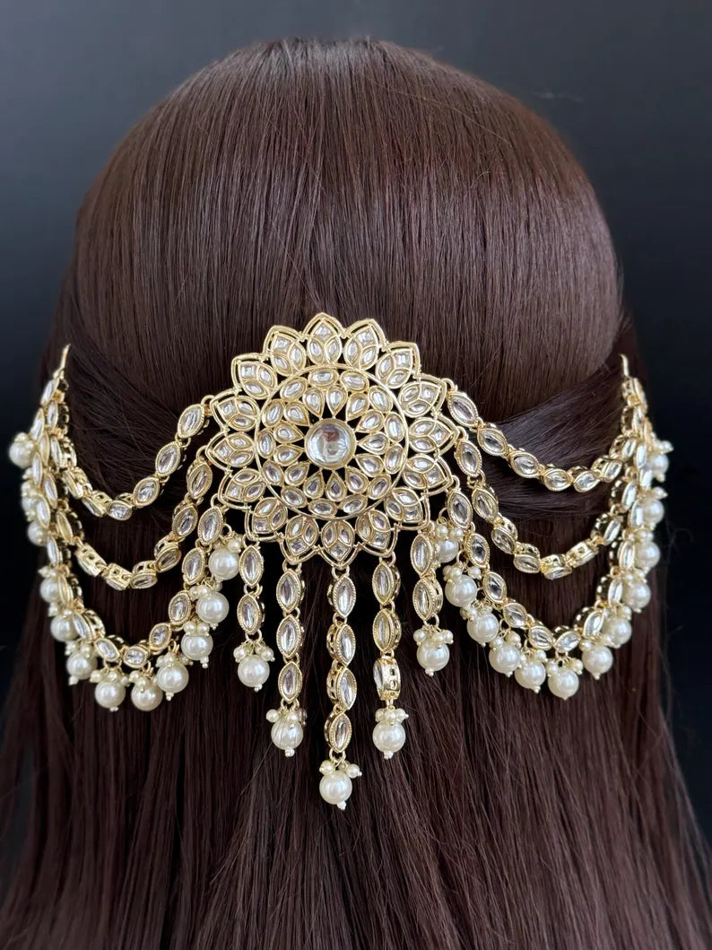 Ambada Kundan Hair Juda Choti Clip/Braid Clip/Indian Bridal Choti Pin /Kundan Hair accessories/Indian Wedding/Bridal Kundan Hair accessories