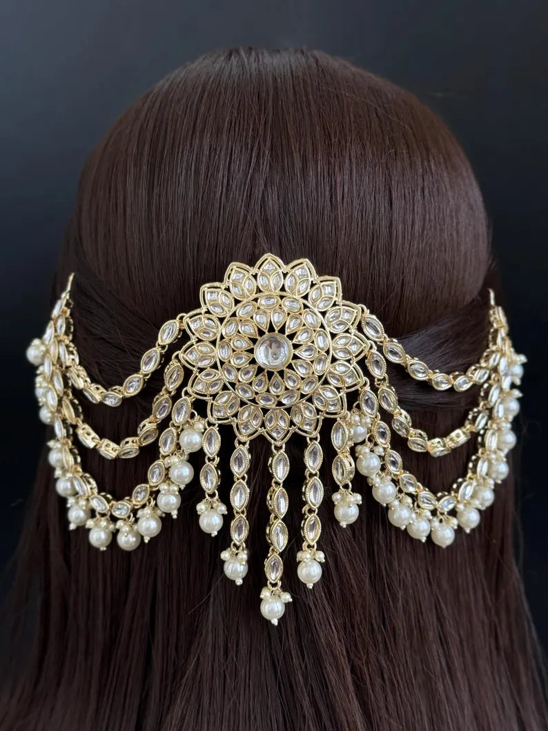 Ambada Kundan Hair Juda Choti Clip/Braid Clip/Indian Bridal Choti Pin /Kundan Hair accessories/Indian Wedding/Bridal Kundan Hair accessories