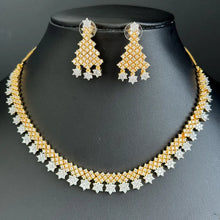 Gold Dual Tone CZ American Diamond necklace/Dainty Gold CZ Stones Necklace/Elegant/Unique Jewelry/Indian/Pakistani/Bollywood/Indian Wedding