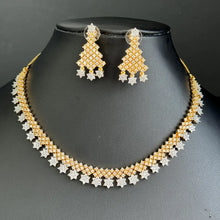 Gold Dual Tone CZ American Diamond necklace/Dainty Gold CZ Stones Necklace/Elegant/Unique Jewelry/Indian/Pakistani/Bollywood/Indian Wedding