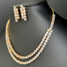 Gold Tone 2 layered CZ American Diamond Necklace/Gold CZ Stones Necklace/Elegant/Unique Jewelry/Indian/Pakistani/Bollywood/Indian Wedding