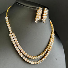 Gold Tone 2 layered CZ American Diamond Necklace/Gold CZ Stones Necklace/Elegant/Unique Jewelry/Indian/Pakistani/Bollywood/Indian Wedding