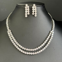 SilverTone 2 layered CZ American Diamond Necklace,Silver CZ Stones Necklace/Elegant/Unique Jewelry/Indian/Pakistani/Bollywood/Indian Wedding