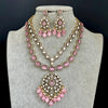 Pink Victorian moissanite polki Necklace,Sabyasachi Necklace, Statement Necklace,Semi Precious Necklace,Designer necklace, Indian wedding