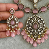 Pink Victorian moissanite polki Necklace,Sabyasachi Necklace, Statement Necklace,Semi Precious Necklace,Designer necklace, Indian wedding