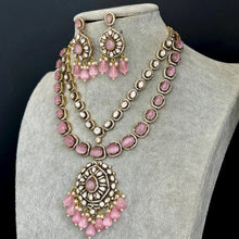 Pink Victorian moissanite polki Necklace,Sabyasachi Necklace, Statement Necklace,Semi Precious Necklace,Designer necklace, Indian wedding