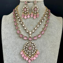 Pink Victorian moissanite polki Necklace,Sabyasachi Necklace, Statement Necklace,Semi Precious Necklace,Designer necklace, Indian wedding