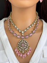 Pink Victorian moissanite polki Necklace,Sabyasachi Necklace, Statement Necklace,Semi Precious Necklace,Designer necklace, Indian wedding