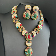 Multi Victorian Sabyasachi inspired semi preciuos muti stones Pendant Necklace,Indian Bridal Jewelry,Bollywood Sabyasachi Necklace, designer