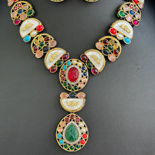 Multi Victorian Sabyasachi inspired semi preciuos muti stones Pendant Necklace,Indian Bridal Jewelry,Bollywood Sabyasachi Necklace, designer
