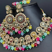 Multi Antique Polki Kundan necklace set/Reverse Ad Necklace/Statement necklace/Indian/Punjabi Necklace/Pakistani Jewelry/Bridal necklace/