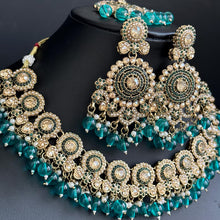 RamaGreen Antique Polki Kundan Monalisa stone Necklace, bridal, Indian Wedding Jewelry