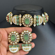 Victorian Mother Of Pearl Statement Choker, Sabyasachi Inspired Choker, Designer necklace,Indian Pakistani Jewelry for Wedding
