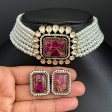 Victorian Marble Stone Polki Statement Choker, Sabyasachi Inspired Choker, Designer necklace, Indian Pakistani Jewelry for Wedding, Bridal
