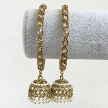 Bollywood Style Polki Kundan antique dull gold finish Pearl Jhumka Bangles Set Punjabi bangles Set/Bridal bangles/wedding/pakistani/2 pcs