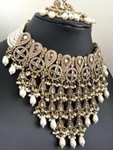 White Pearl Polki Kundan necklace set/Statement necklace Set/Indian Jewelry/Pakistani Jewelry set/Wedding necklace/Bridal necklace/Indian