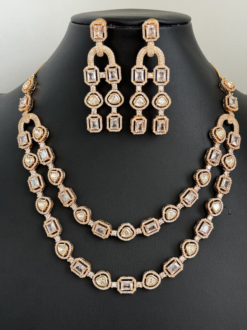 White Premium quality gold plated silver foiled Kundan necklace/Traditional/Ethnic/Kundan Jewelry/Kundan Choker/Indian Bridal/wedding