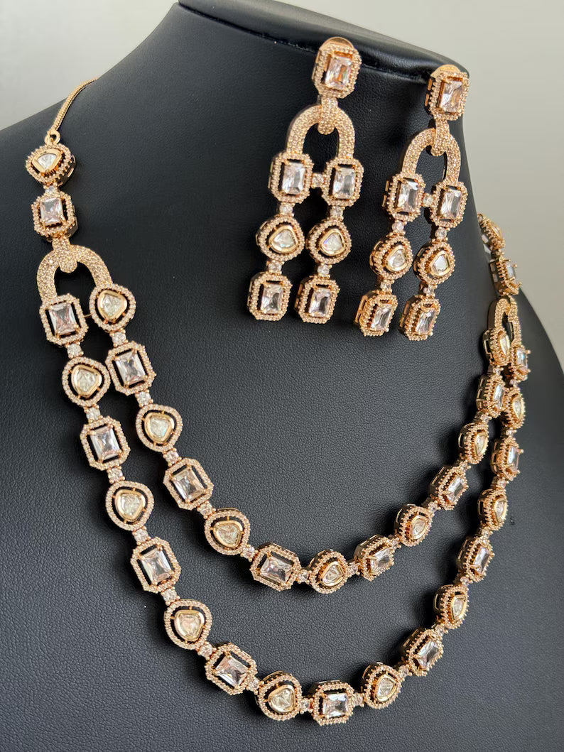 White Premium quality gold plated silver foiled Kundan necklace/Traditional/Ethnic/Kundan Jewelry/Kundan Choker/Indian Bridal/wedding