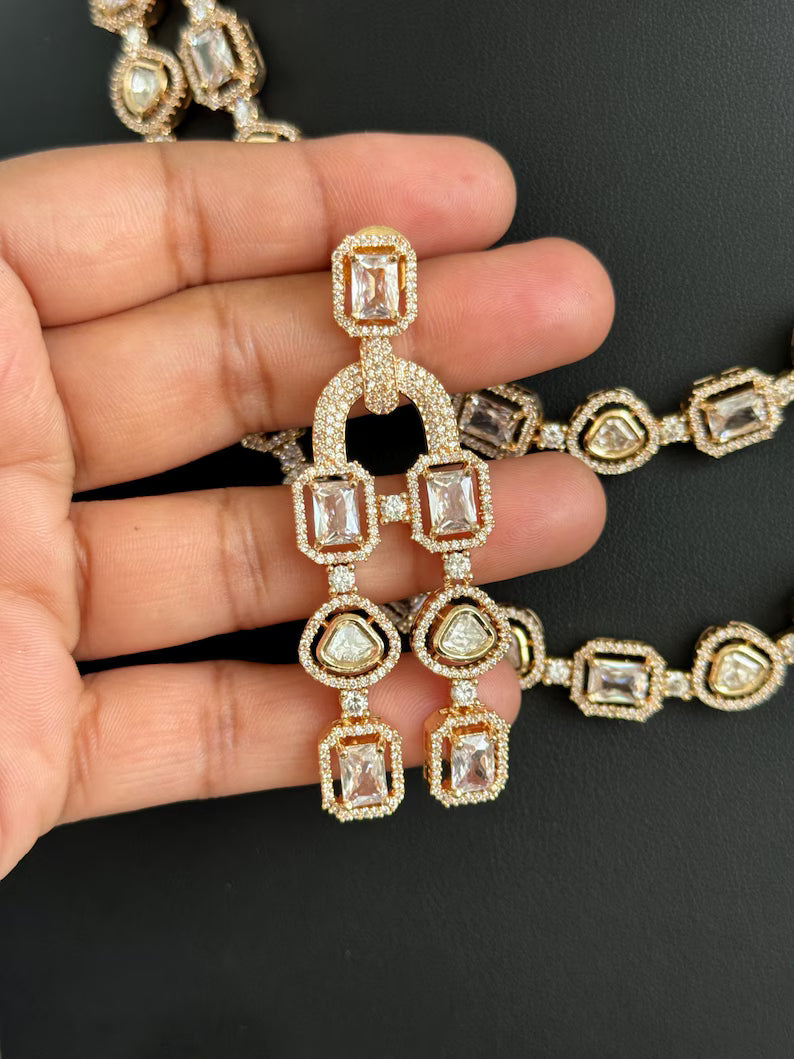 White Premium quality gold plated silver foiled Kundan necklace/Traditional/Ethnic/Kundan Jewelry/Kundan Choker/Indian Bridal/wedding