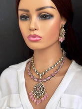 Pink Victorian moissanite polki Necklace,Sabyasachi Necklace, Statement Necklace,Semi Precious Necklace,Designer necklace, Indian wedding