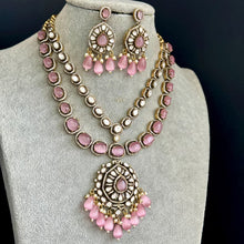 Pink Victorian moissanite polki Necklace,Sabyasachi Necklace, Statement Necklace,Semi Precious Necklace,Designer necklace, Indian wedding