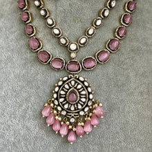 Pink Victorian moissanite polki Necklace,Sabyasachi Necklace, Statement Necklace,Semi Precious Necklace,Designer necklace, Indian wedding