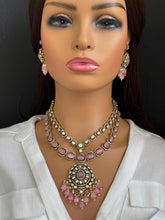 Pink Victorian moissanite polki Necklace,Sabyasachi Necklace, Statement Necklace,Semi Precious Necklace,Designer necklace, Indian wedding