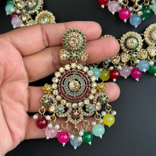 Multi Antique Polki Kundan necklace set/Reverse Ad Necklace/Statement necklace/Indian/Punjabi Necklace/Pakistani Jewelry/Bridal necklace/