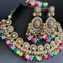 Multi Antique Polki Kundan necklace set/Reverse Ad Necklace/Statement necklace/Indian/Punjabi Necklace/Pakistani Jewelry/Bridal necklace/
