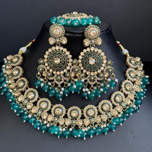 RamaGreen Antique Polki Kundan Monalisa stone Necklace, bridal, Indian Wedding Jewelry
