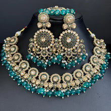 RamaGreen Antique Polki Kundan Monalisa stone Necklace, bridal, Indian Wedding Jewelry