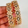 Gold Polki Indian Bangles 2pc, Antique Meenakari Bangles With Gold Plating, Indian gold bangles, Indian wedding Jewelry, Pakistani bangles