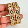 Gold Polki Indian Bangles 2pc, Antique Meenakari Bangles With Gold Plating, Indian gold bangles, Indian wedding Jewelry, Pakistani bangles