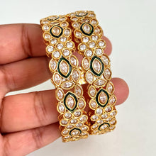 Gold Polki Indian Bangles 2pc, Antique Meenakari Bangles With Gold Plating, Indian gold bangles, Indian wedding Jewelry, Pakistani bangles