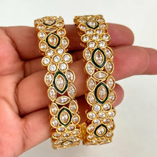 Gold Polki Indian Bangles 2pc, Antique Meenakari Bangles With Gold Plating, Indian gold bangles, Indian wedding Jewelry, Pakistani bangles