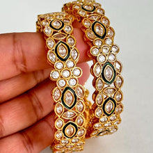 Gold Polki Indian Bangles 2pc, Antique Meenakari Bangles With Gold Plating, Indian gold bangles, Indian wedding Jewelry, Pakistani bangles