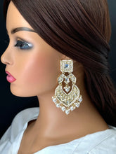 Deepika Padukone inspired Bollywood Kundan Earrings/Indian/pearl Earring/Pakistani/Statement Earrings/Long chandelier/bridal/Indian wedding