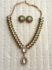 Green Victorian Moissanite Necklace, Semi-precious muti stones Pendant Necklace, Indian Bridal Jewelry, Bollywood Sabyasachi Necklace