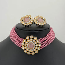 Pink Victorian uncut polki Necklace, Sabyasachi Necklace, Statement Necklace, Semi Precious Designer necklace