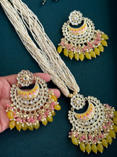 Yellow Kundan Meenakari long necklace/Indian jewelry/Kundan rani haar/Mala necklace set/Indian Wedding/Bridal Necklace/Punjabi/Pakistani