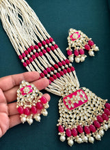 Hot Pink Kundan long necklace set/Kundan rani haar/Kundan Mala Set/Multi strand necklace/Indian jewelry/Kundan jewelry/Bridal necklace