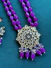 Purple Victorian uncut Polki Kundan Necklace/Indian Long Necklace/Statement Necklace/Long Mala/Semi Precious Necklace/Rani Haar/Pakistani