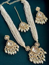 Restocked Pearl uncut polki Kundan Long Necklace set/Gold Long necklace/Rani haar/Indian wedding, Pearl necklace Bollywood Bridesmaid Gift