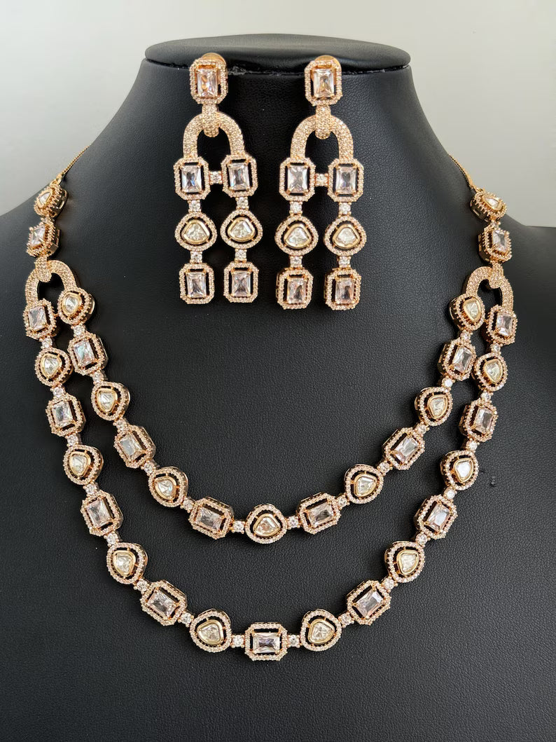 White Premium quality gold plated silver foiled Kundan necklace/Traditional/Ethnic/Kundan Jewelry/Kundan Choker/Indian Bridal/wedding