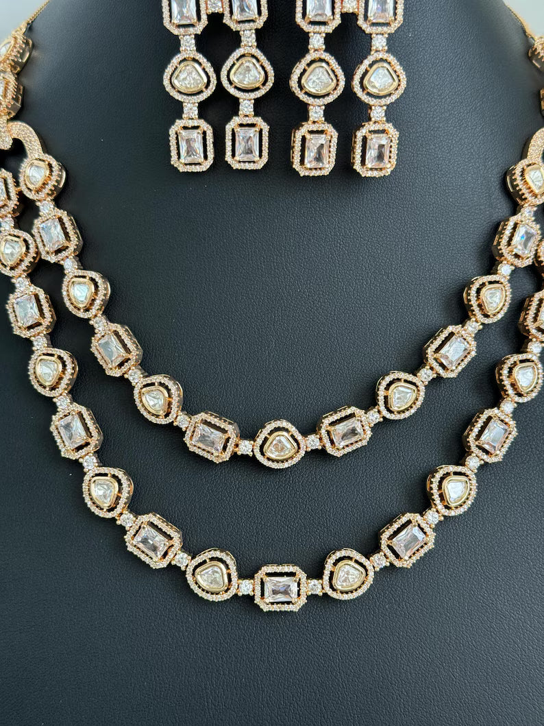 White Premium quality gold plated silver foiled Kundan necklace/Traditional/Ethnic/Kundan Jewelry/Kundan Choker/Indian Bridal/wedding