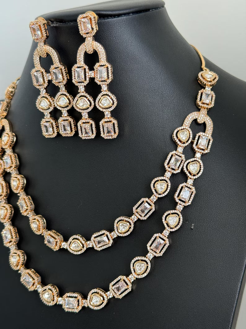 White Premium quality gold plated silver foiled Kundan necklace/Traditional/Ethnic/Kundan Jewelry/Kundan Choker/Indian Bridal/wedding