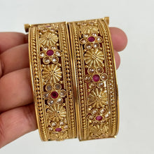 Ruby Polki Gold Kada bangles Pair ,Indian Amrapali bangles, Antique bangles, Temple Jewelry, South Indian bangles, Bridal Bangles