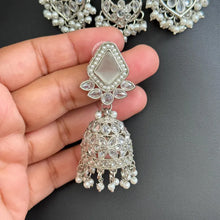 White Silver Polki Kundan necklace/Statement necklace/Indian Jewelry/Pakistani Jewelry set/Weddings necklace/Bridal necklace/Indian necklace