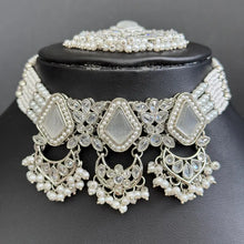 White Silver Polki Kundan necklace/Statement necklace/Indian Jewelry/Pakistani Jewelry set/Weddings necklace/Bridal necklace/Indian necklace