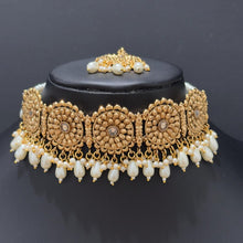 Gold Pearl Choker Set, Punjabi choker necklace set, Indian wedding Jewelry, Bridal necklace, Pakistani necklace, Wedding Gold Necklace